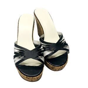 Alfani Black and Cream Wedge Sandals